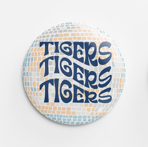 Disco Tigers x3 Button (orange & navy)