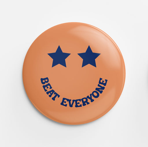 Beat Everyone Button (orange&navy)