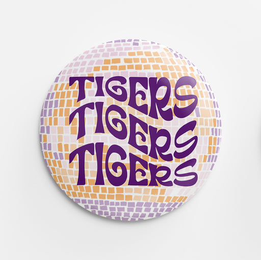 Disco Tigers x3 Button (orange & purple)