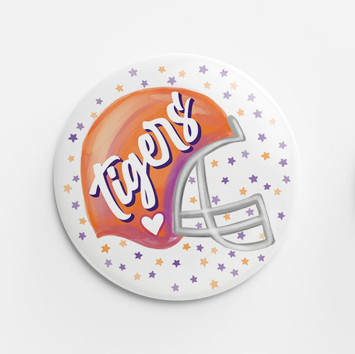 Tigers Helmet 2.0 Button (orange & purple)