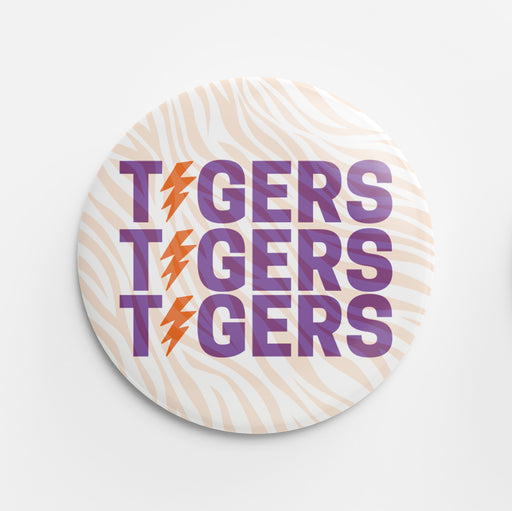 Tigers x3 Bolt Button (orange & purple)