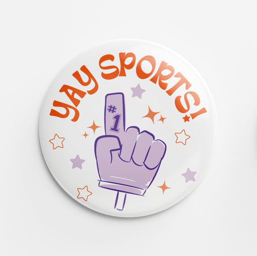 Yay Sports! Button (orange & purple)