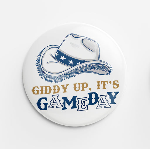 Giddy Up Button (blue&gold)