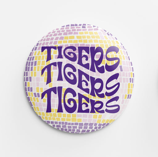 Disco Tigers x3 Button (yellow & purple)