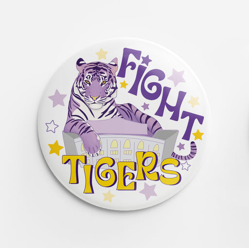 Fight Tigers Button (yellow)