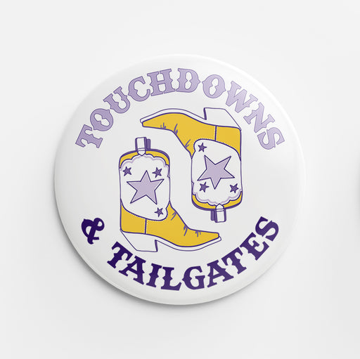 Tailgates Button (purple & yellow)