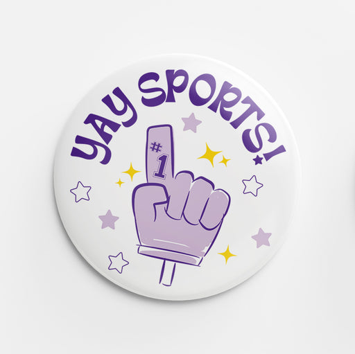 Yay Sports! Button (purple & yellow)