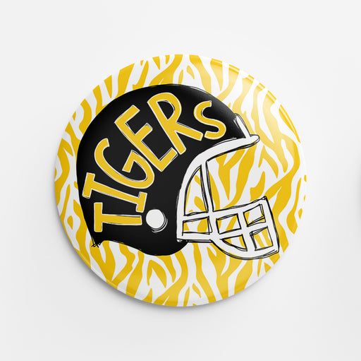 Tigers Helmet Button (black & yellow)