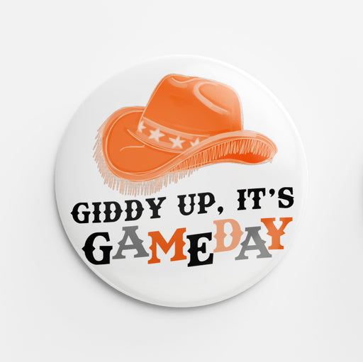 Giddy Up Button (Black & Orange)