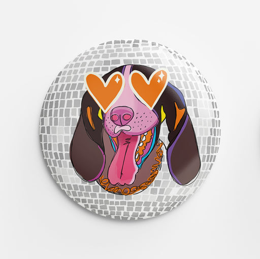 Heart-Eyed Pup Disco Button