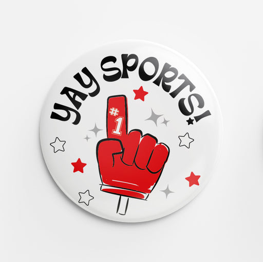 Yay Sports! Button (black & red)